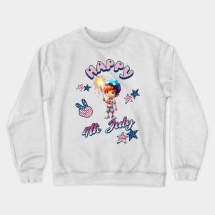 Happy 4th July for  Kids Crewneck Sweatshirt